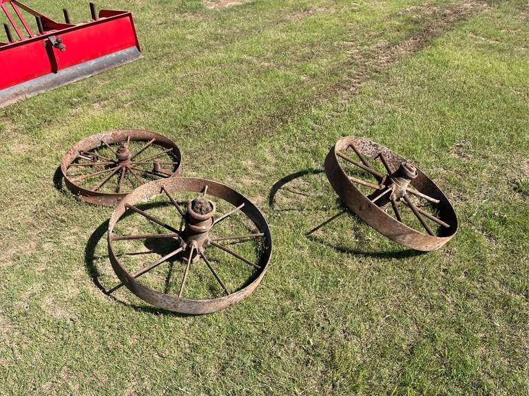 (3)  Antique Iron Wheels