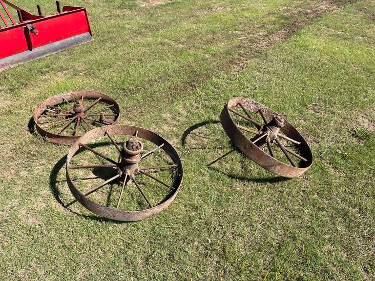 (3)  Antique Iron Wheels