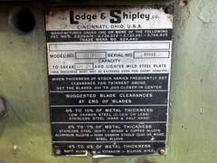 Lodge & Shipley Model 0606 Mild Steel Plate Shear