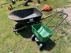 Wheelbarrow and Fertilizer Spreader