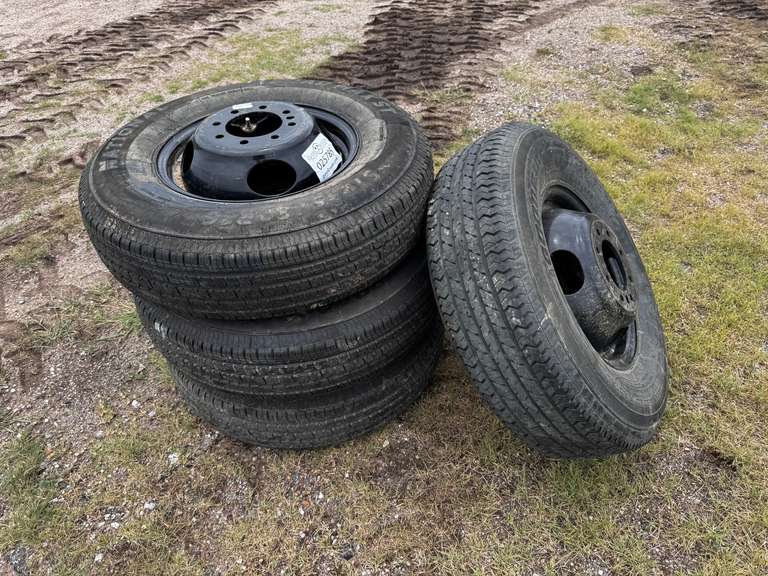 (4) Dual Wheel Trailer Rims w/ 235/80R16 Tires