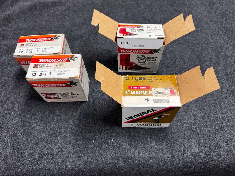 (4) Boxes 12ga Steel Shot Ammunition