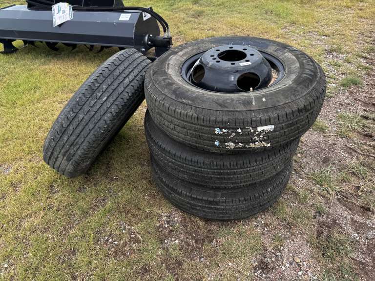(4) Dual Wheel Trailer Rims w/ 235/80R16 Tires