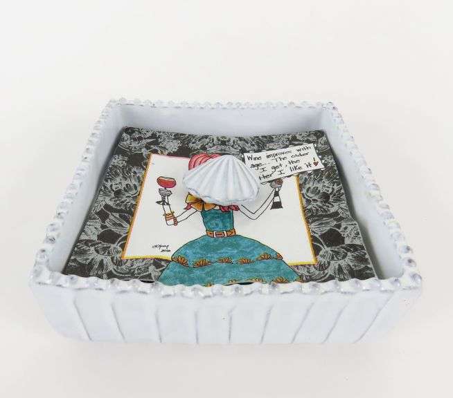 Vietri Cocktail Napkin Holder with Napkins Made in Italy GC5 Auctions