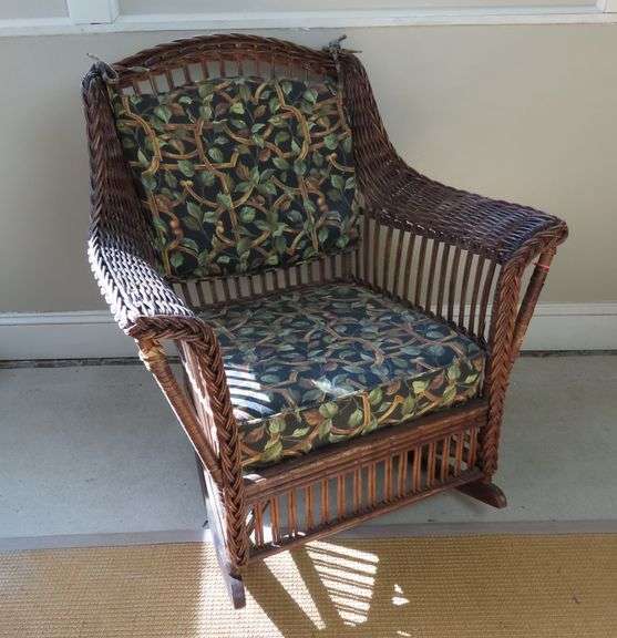 Nice Wicker Rocking Chair with Upholstered Cushions - GC5 Auctions