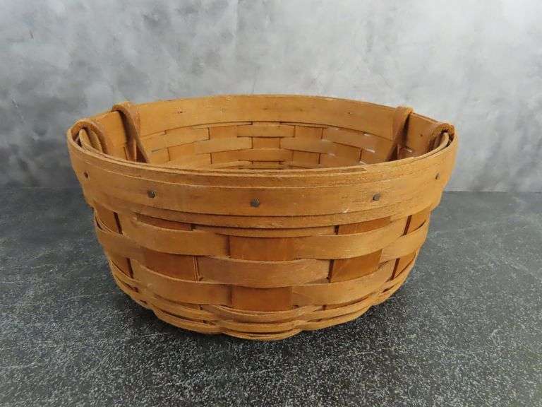 1988 Longaberger Basket with Leather Handles GC5 Auctions