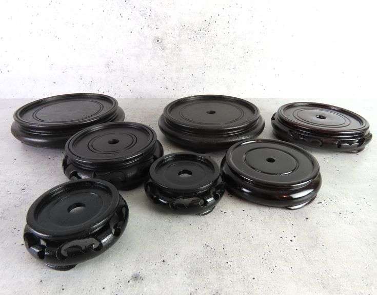 Lot of 7 Wooden Bowl Stands / Lamp Bases