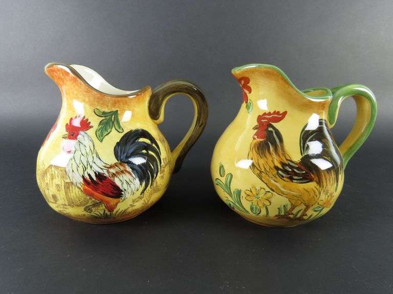 Lot of 2 Maxcera Rooster Milk Pitchers