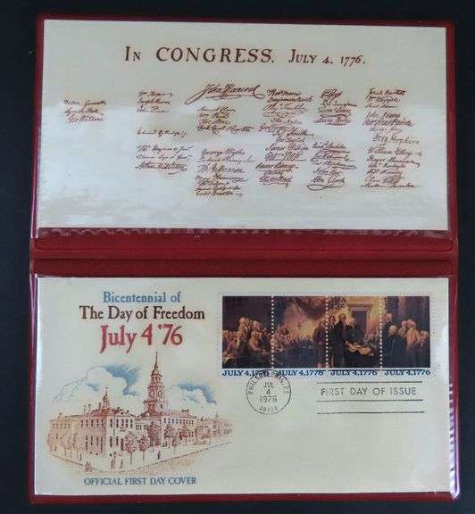 July 4th 1976 Bicentennial First Day Cover in Book