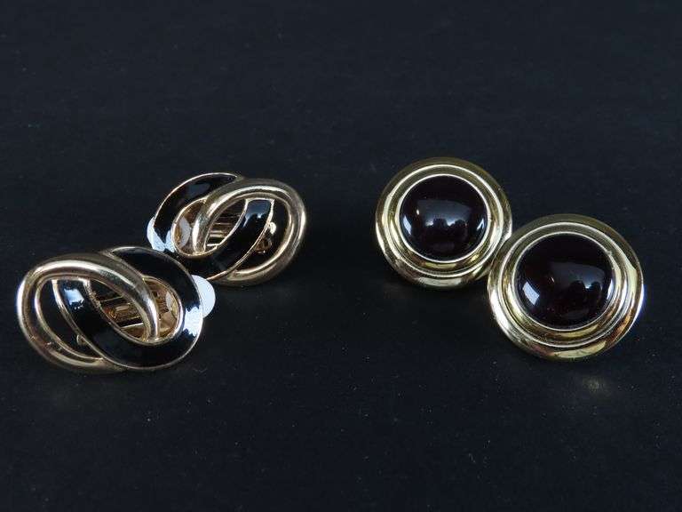 A pair of vintage clip earrings