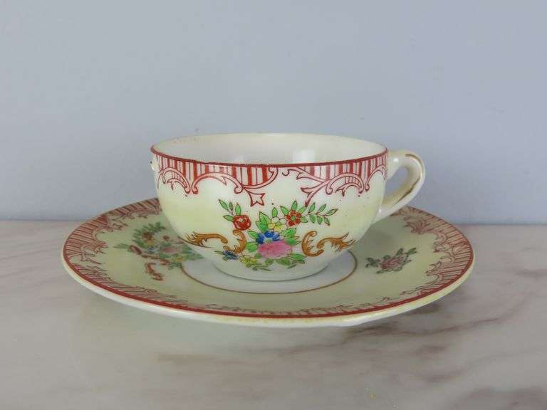 Hand Painted Demitasse Cup & Saucer - Made in Japan