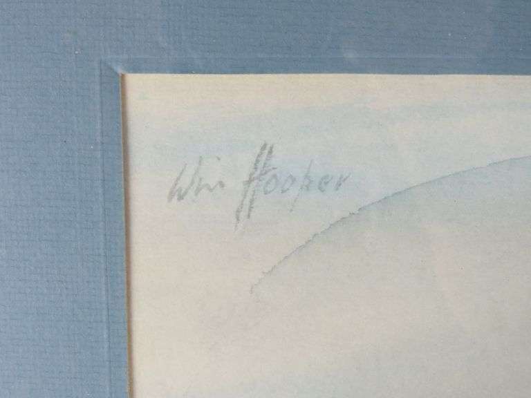 Framed Watercolor of Birds in Flight Signed Wm. Hooper