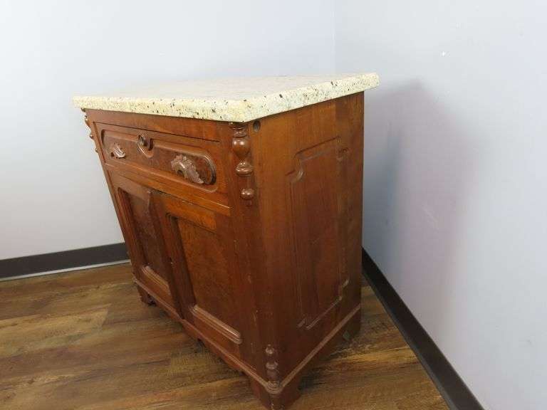Small Vintage Marble Top Server - See Description