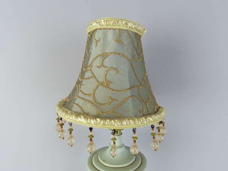 Vintage Candlestick Lamp with Tasseled Shade