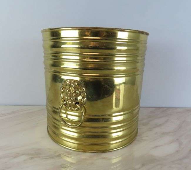 Vintage Brass Planter with Lion's Head Handles - Made in England