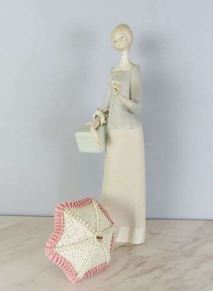 Tall Lladro "Dressmaker with Umbrella" Figure - Made in Spain