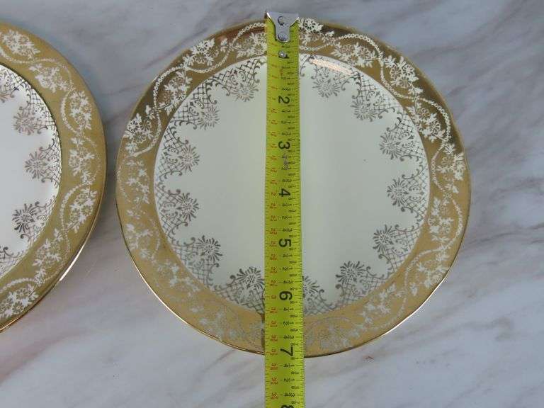 Lot of 2 22K Gold Hand Decorated Plates