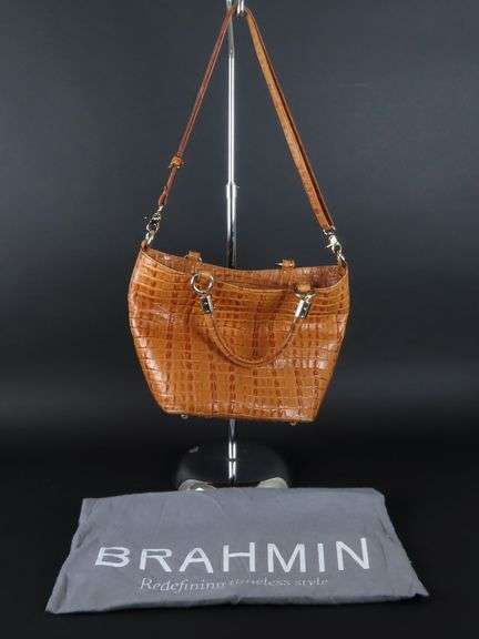 Light Brown Leather Brahmin Handbag with Dust Jacket