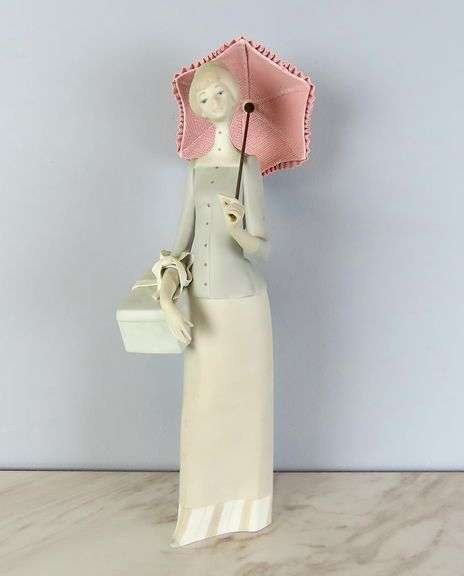 Tall Lladro "Dressmaker with Umbrella" Figure - Made in Spain