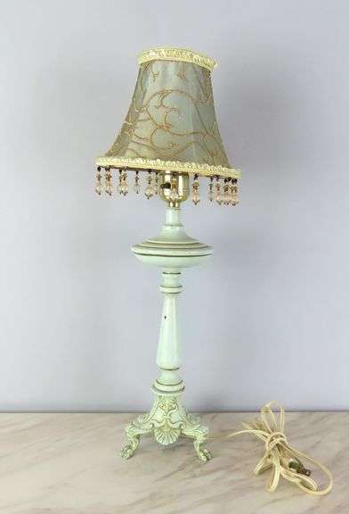 Vintage Candlestick Lamp with Tasseled Shade