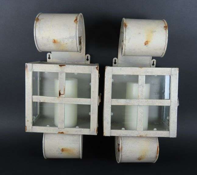 Lot of 2 Metal Decorative Wall Sconces with Flameless Candles