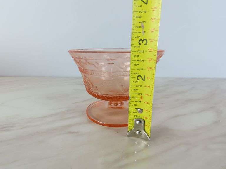 Lot of 6 "Patrician Pink" Depression Glass Pedestal Sherbet Glasses