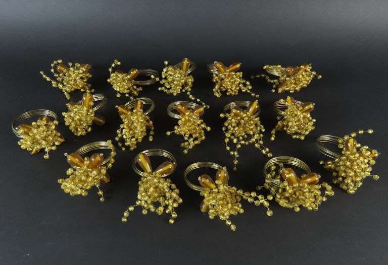 Lot of 16 Hand Crafted Beaded Napkin Rings