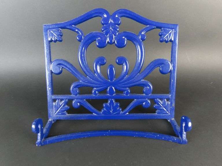 Blue Cast Iron Cookbook Stand - GC5 Auctions