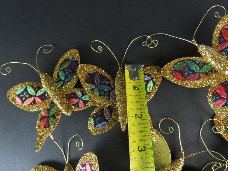 Lot of Vintage Glittery Butterfly Christmas Ornaments