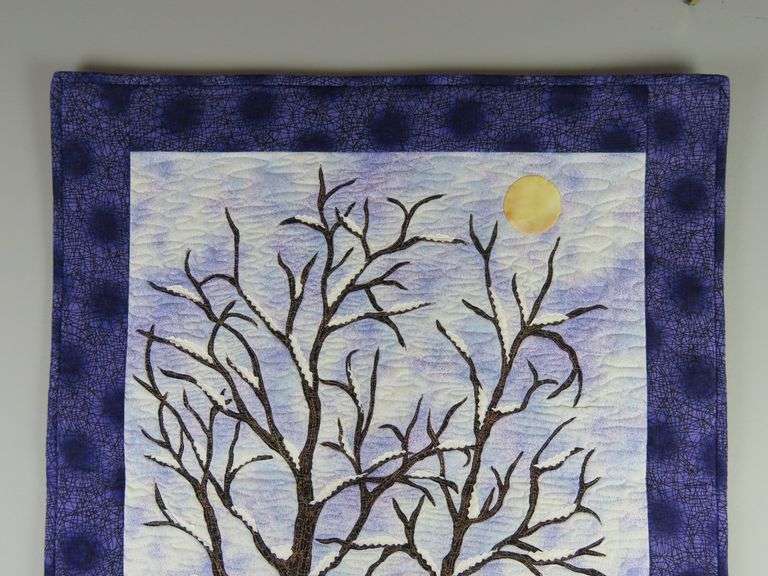 Beautiful Handmade "Snowy Tree" Hanging Art Quilt