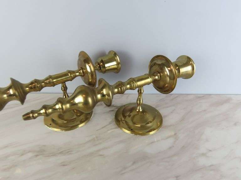 Lot of 2 Solid Brass Candle Wall Sconces