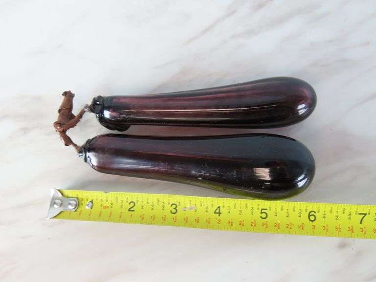 Cluster of Decorative Glass Eggplants