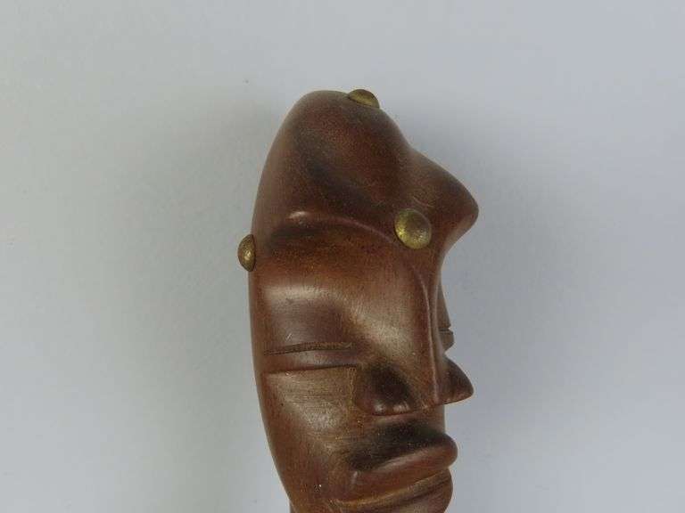Hand Carved African Wooden Bust on Stand