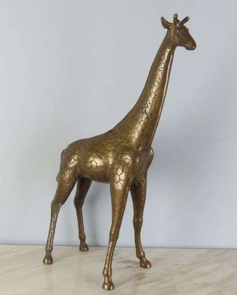 Tall Brass Giraffe Figure
