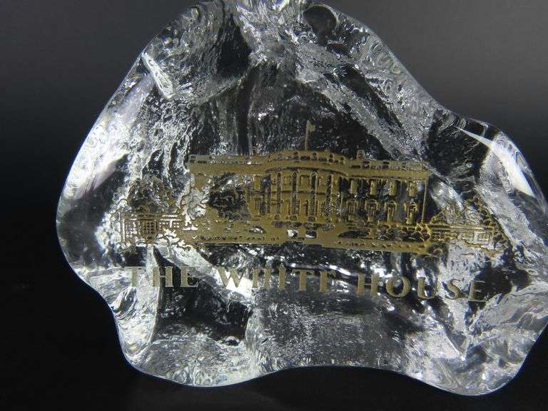Glass White House Paperweight
