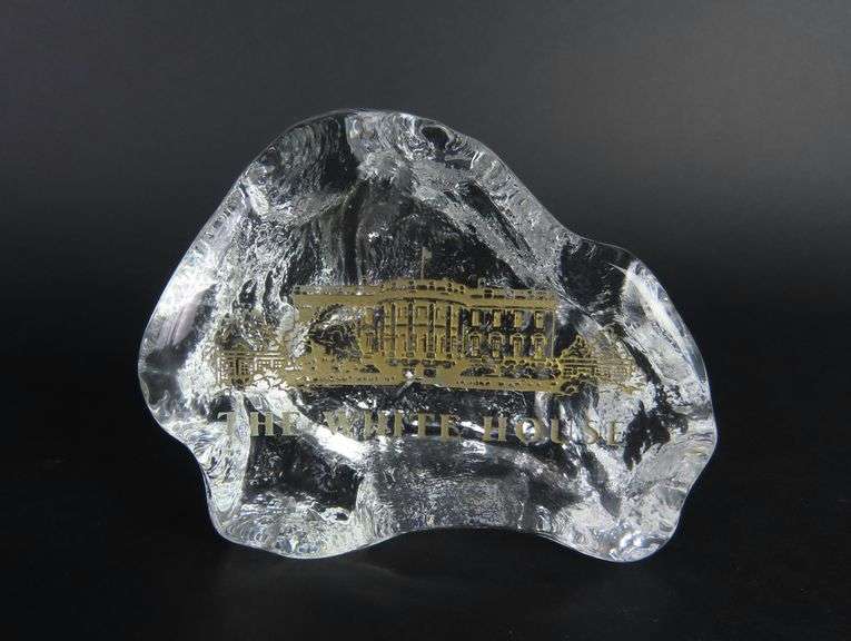 Glass White House Paperweight