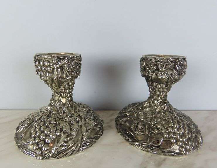 Pair of Vintage Silver Tone Candlesticks