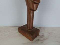 Hand Carved African Wooden Bust on Stand