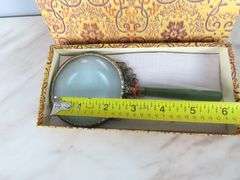 Beautiful Ornate Magnifying Glass with Faux Jade Handle
