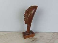 Hand Carved African Wooden Bust on Stand