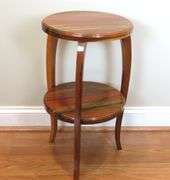 Handcrafted Exotic Wood 2 Tier Side Table / Plant Stand