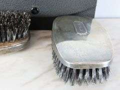 Vintage Monogrammed Sterling Silver Brushes in Case