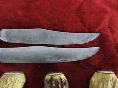 Vintage Genuine Stag Handle Knife Set in Velvet Pouch - Sheffield , England