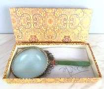 Beautiful Ornate Magnifying Glass with Faux Jade Handle