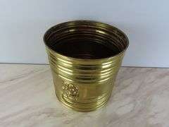 Vintage Brass Planter with Lion's Head Handles - Made in England