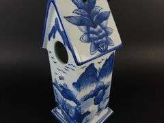 Ceramic Blue & White Porcelain Birdhouse