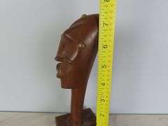 Hand Carved African Wooden Bust on Stand