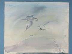 Framed Watercolor of Birds in Flight Signed Wm. Hooper