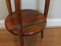 Handcrafted Exotic Wood 2 Tier Side Table / Plant Stand