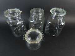 Lot of 4 Glass Cannisters with Lids